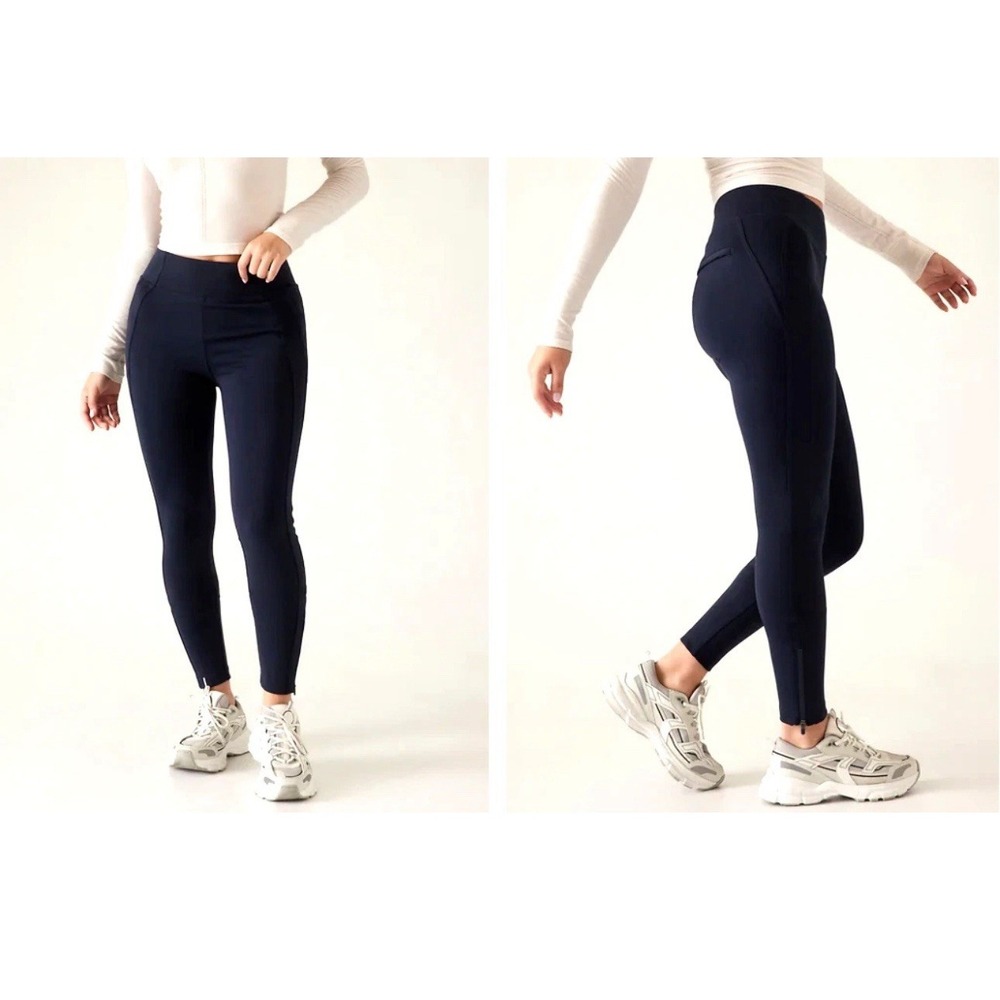 Athleta Delancey Skyline Tight Pant Legging NAVY Blue Sculptek NWOT Zip Ankle XS